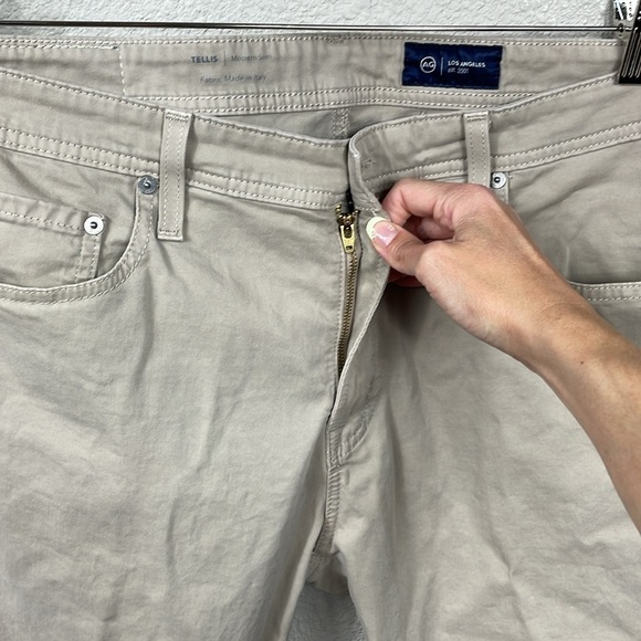 AG Adriano Goldschmied Tellis Modern Slim Jeans Khaki Cream Beige Sz 36x32 - Picture 5 of 13